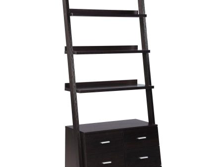 Colella - 5-Shelf Storage Ladder Bookshelf - Cappuccino Discount