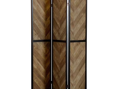 Marlene - 3-Panel Room Divider Folding Screen - Rustic Tobacco For Sale