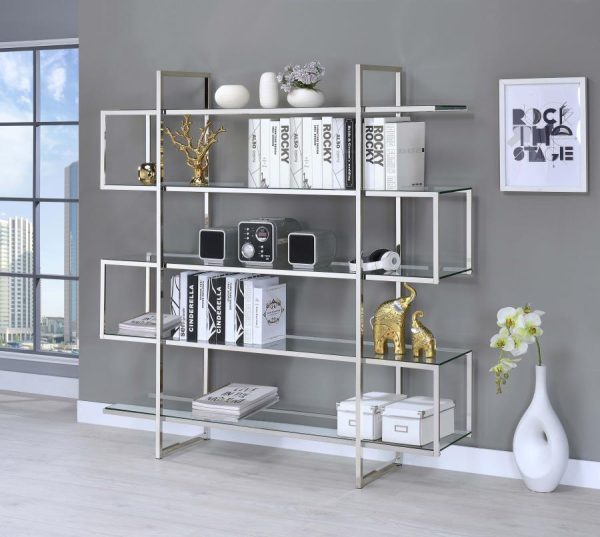 Elmer - 5-Shelf Bookshelf - Clear And Chrome For Sale