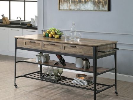 Macaria - Kitchen Island - Rustic Oak & Black Finish - 33  For Discount