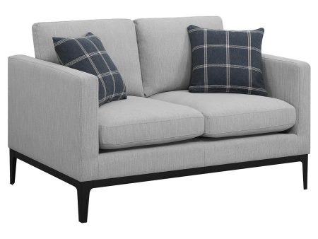 Apperson - Upholstered Track Arm Loveseat - Light Gray Online Hot Sale