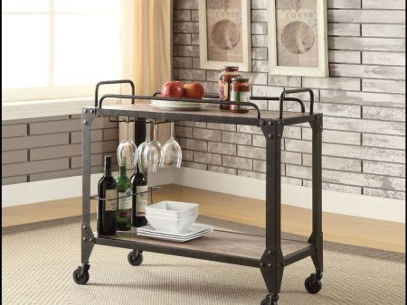 Caitlin - Serving Cart - Rustic Oak & Black on Sale