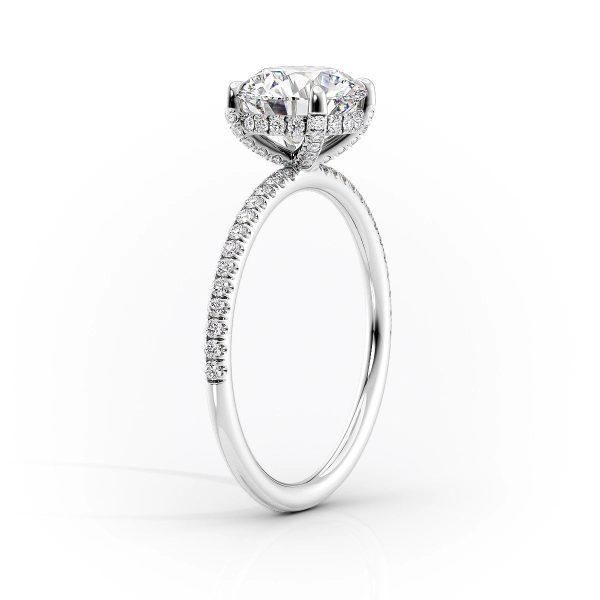 The Pave Crown Kamellie Set With A 4.5 Carat Radiant Moissanite on Sale