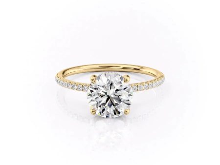 The Pave Crown Kamellie Set With A 5 Carat Round Moissanite Online Hot Sale