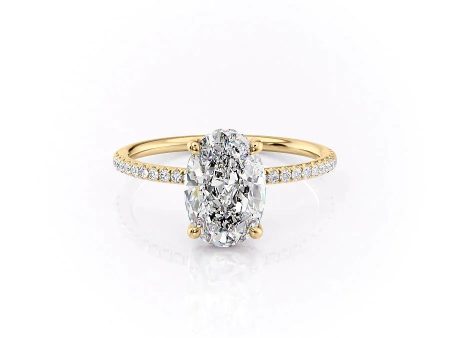 The Pave Crown Kamellie Set With A 4.5 Carat Oval Moissanite For Discount