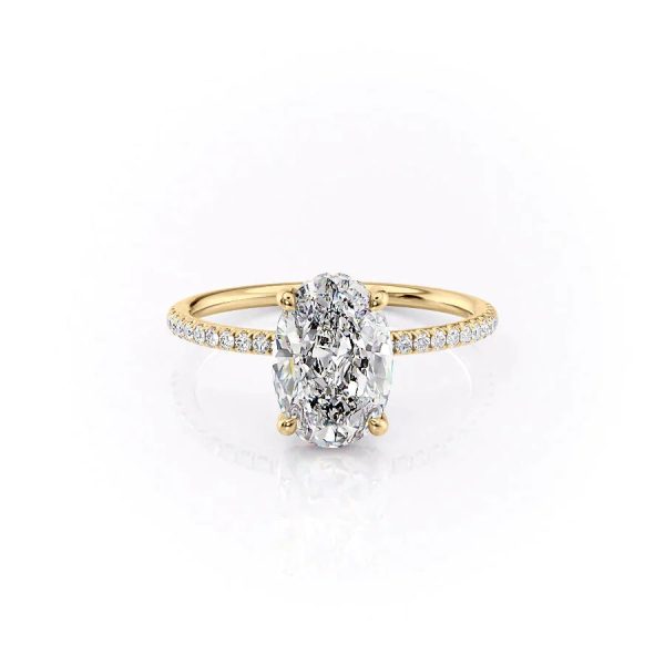 The Pave Crown Kamellie Set With A 4.5 Carat Oval Moissanite For Discount