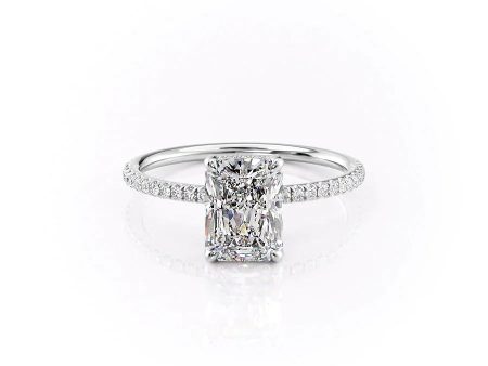 The Pave Crown Kamellie Set With A 4.5 Carat Radiant Moissanite on Sale