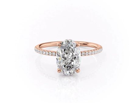 The Pave Crown Kamellie Set With A 3 Carat Oval Moissanite Sale