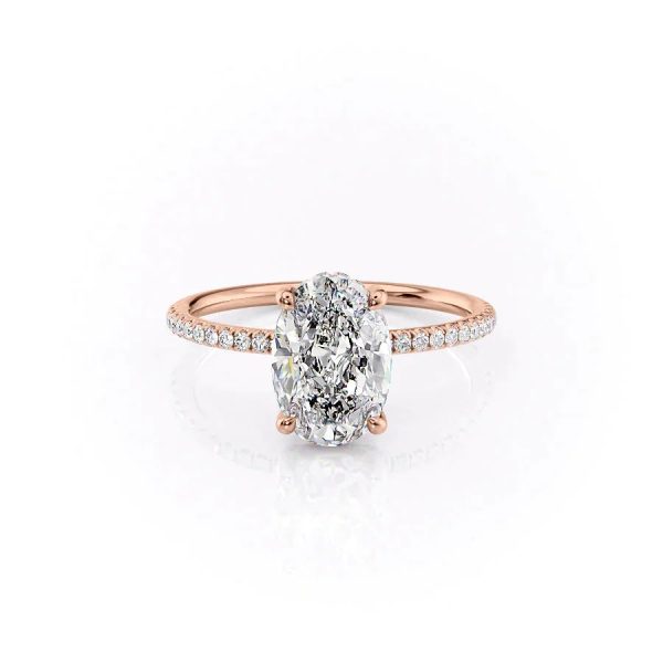 The Pave Crown Kamellie Set With A 3 Carat Oval Moissanite Sale